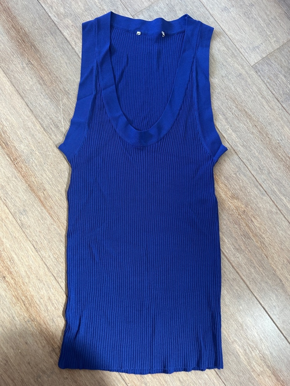 Ribbed Scoop Neck Women's Tank Top - Royal Blue S/M